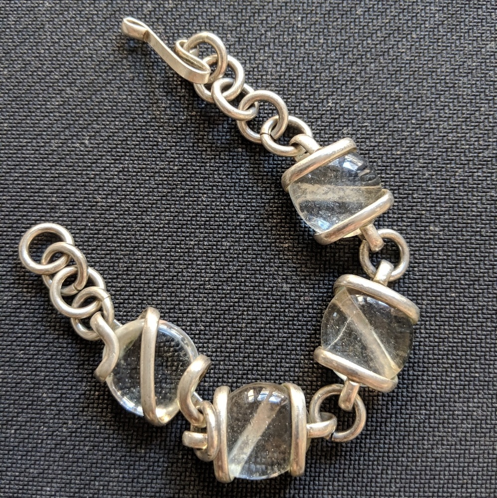 Large glass pebble chain bracelet